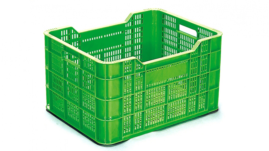Camp caisse fruits et légumes encadré empilable Haga ® 59x39 5x9 Cm 6 kg en vert 